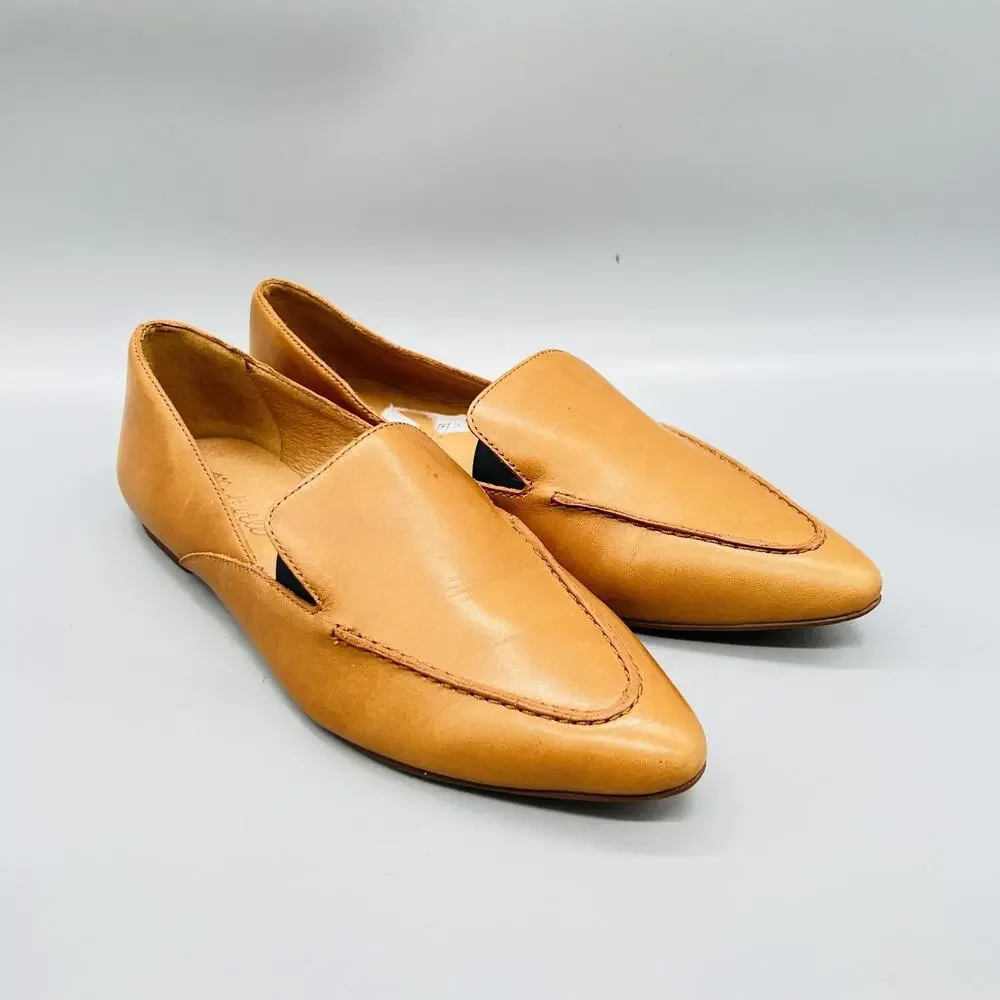 Madewell Shoes Womens 7.5 Tan Leather Loafer Flats Slip On Pointed Toe Casual
